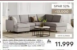 Skeidar OSLO U-SOFA ÅPEN ENDE OG SJESELONG tilbud