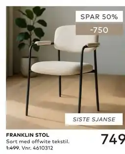 Skeidar FRANKLIN STOL tilbud