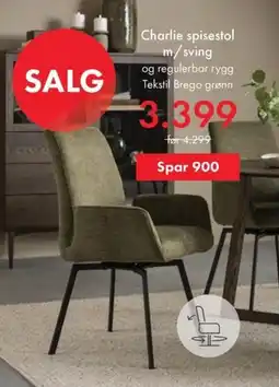 Fagmøbler Charlie spisestol tilbud