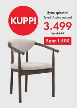 Fagmøbler Ryan spisestol tilbud