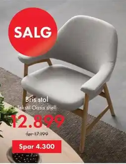 Fagmøbler Bris stol Tekstil Oasis shell tilbud