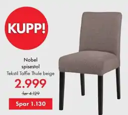 Fagmøbler Nobel spisestol Tekstil Taffie Thule beige tilbud