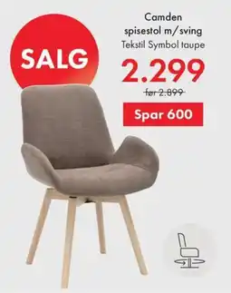 Fagmøbler Camden spisestol m/sving tilbud