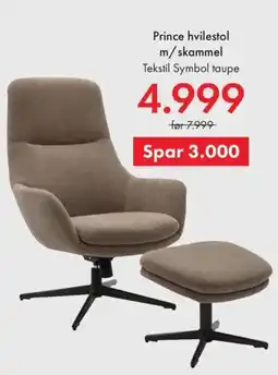 Fagmøbler Prince hvilestol m/skammel tilbud