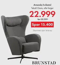 Fagmøbler Brunstad Amanda hvilestol tilbud