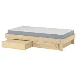 IKEA Glamberget Sengestamme med oppbevaring/madrass, furu/vesteröy medium, 90x200 cm tilbud