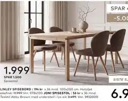 Skeidar JONI SPISESTOL tilbud
