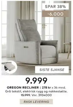 Skeidar OREGON RECLINER tilbud