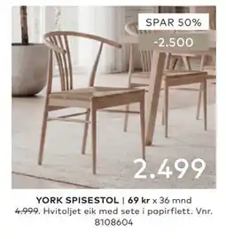 Skeidar YORK SPISESTOL tilbud