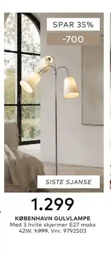 Skeidar KØBENHAVN GULVLAMPE tilbud