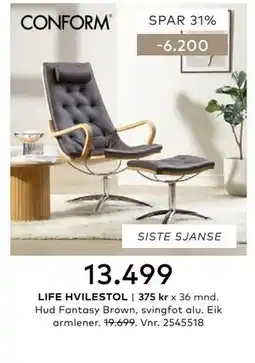 Skeidar LIFE HVILESTOL tilbud