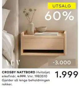 Skeidar CROSBY NATTBORD tilbud