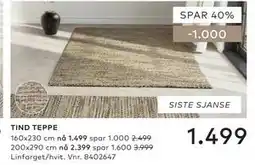 Skeidar TIND TEPPE tilbud