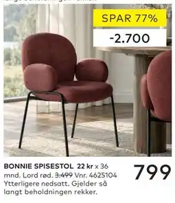 Skeidar BONNIE SPISESTOL tilbud