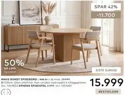 Skeidar WAVE RUNDT SPISEBORD tilbud