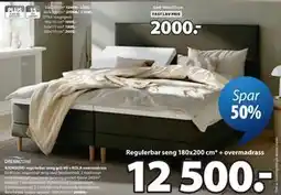 JYSK BJORSUND regulerbar seng grå-40 + KOLA overmadrass tilbud