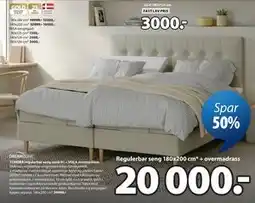 JYSK TONDRA regulerbar seng sand-91 + VOLA overmadrass tilbud