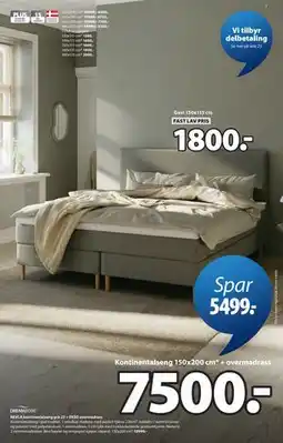 JYSK Kontinentalseng 150x200 cm* + overmadrass tilbud