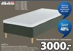 JYSK FJELNA F rammemadrass svart-06 + KOLA overmadrass tilbud