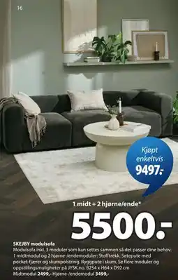 JYSK SKEJBY modulsofa tilbud