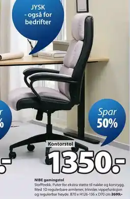 JYSK NIBE gamingstol tilbud