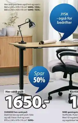 JYSK SVANEKE hev senk pult tilbud