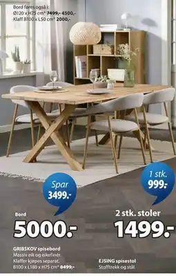 JYSK GRIBSKOV spisebord tilbud