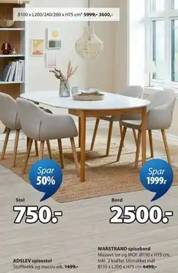 JYSK MARSTRAND spisebord tilbud