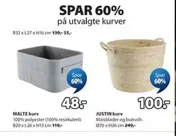 JYSK SPAR 60% på utvalgte kurver tilbud