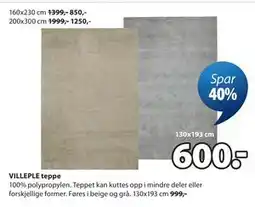 JYSK VILLEPLE teppe tilbud