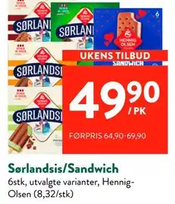 Jacobs Sørlandsis/Sandwich tilbud
