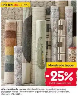 Rusta Alle mønstrede tepper tilbud