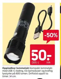 Rusta Oppladbar lommelykt tilbud