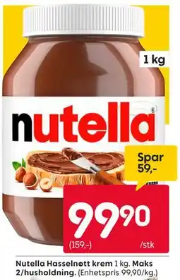 Rusta Nutella Hasselnøtt krem tilbud