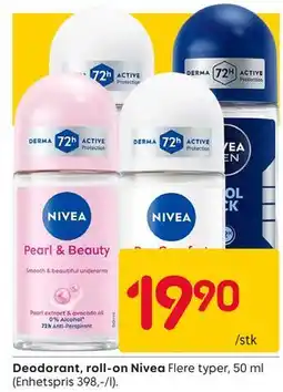 Rusta Deodorant, roll-on Nivea tilbud