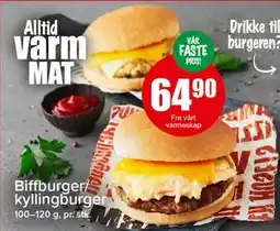 Spar Biffburger/kyllingburger tilbud