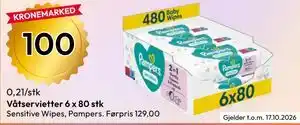 Våtservietter 6 x 80 stk