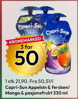 Gigaboks Capri-Sun Appelsin & fersken/ Mango & pasjonsfrukt tilbud
