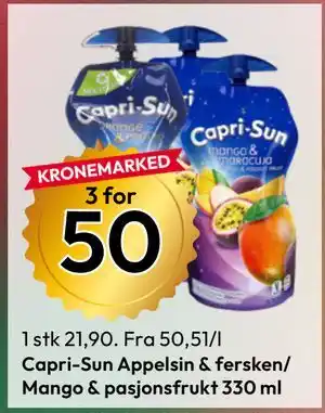 Gigaboks Capri-Sun Appelsin & fersken/ Mango & pasjonsfrukt tilbud