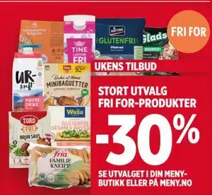 Meny STORT UTVALG FRI FOR-PRODUKTER tilbud