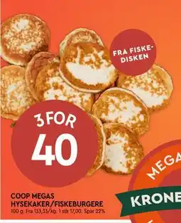 Coop Mega COOP MEGAS HYSEKAKER/FISKEBURGERE tilbud