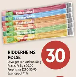 Coop Mega RIDDERHEIMS PØLSE tilbud