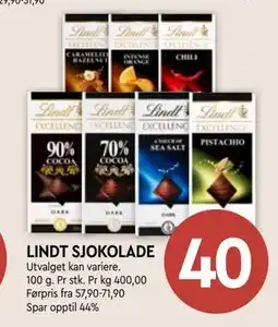 Coop Mega LINDT SJOKOLADE tilbud