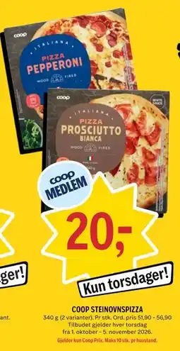 Coop Prix COOP STEINOVNSPIZZA, Medlemspris tilbud