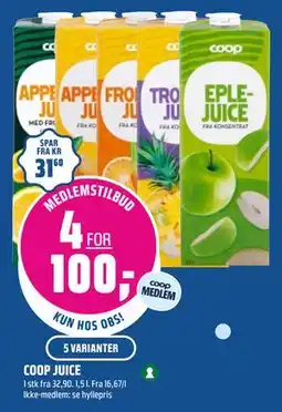 Coop Obs COOP JUICE, Medlemspris tilbud