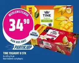 Coop Obs TINE YOGHURT 8 STK, Medlemspris tilbud