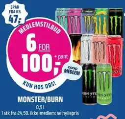 Coop Obs MONSTER/BURN, Medlemspris tilbud