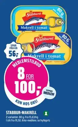 Coop Obs STABBUR-MAKRELL, Medlemspris tilbud