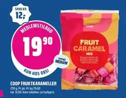 Coop Obs COOP FRUKTKARAMELLER, Medlemspris tilbud