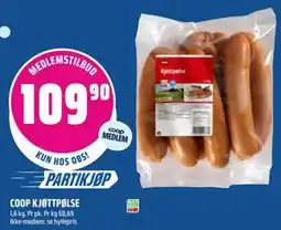 Coop Obs COOP KJØTTPØLSE, Medlemspris tilbud